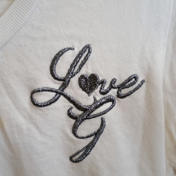 Guess White Tee with Gold Sequin Wings - Picture 3 of 4